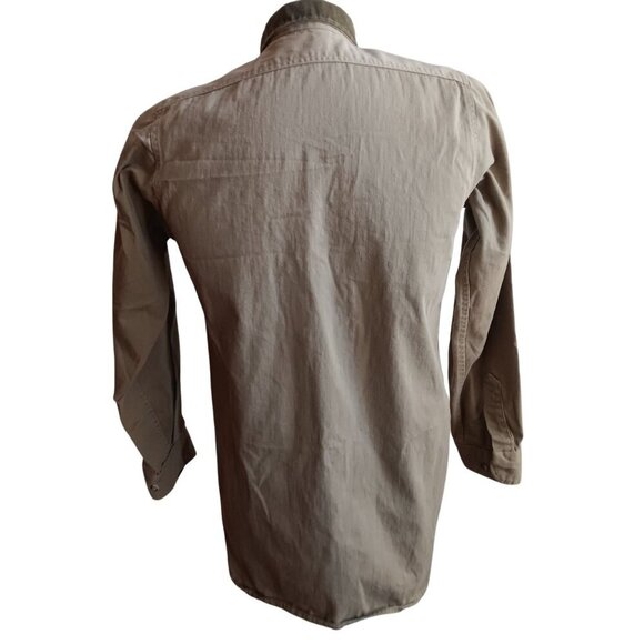 Vintage Men's Cabela's Hunting Shirt Small Corduroy Collar Khaki 1990's Nebraska - Picture 2 of 7